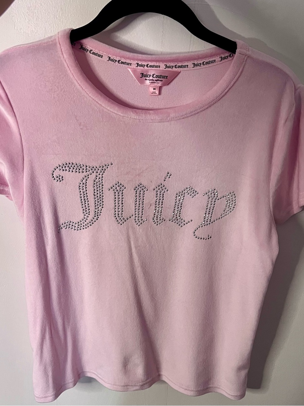 Juicy Couture Light Pink Rhinestone Logo Short Sleeve Tee